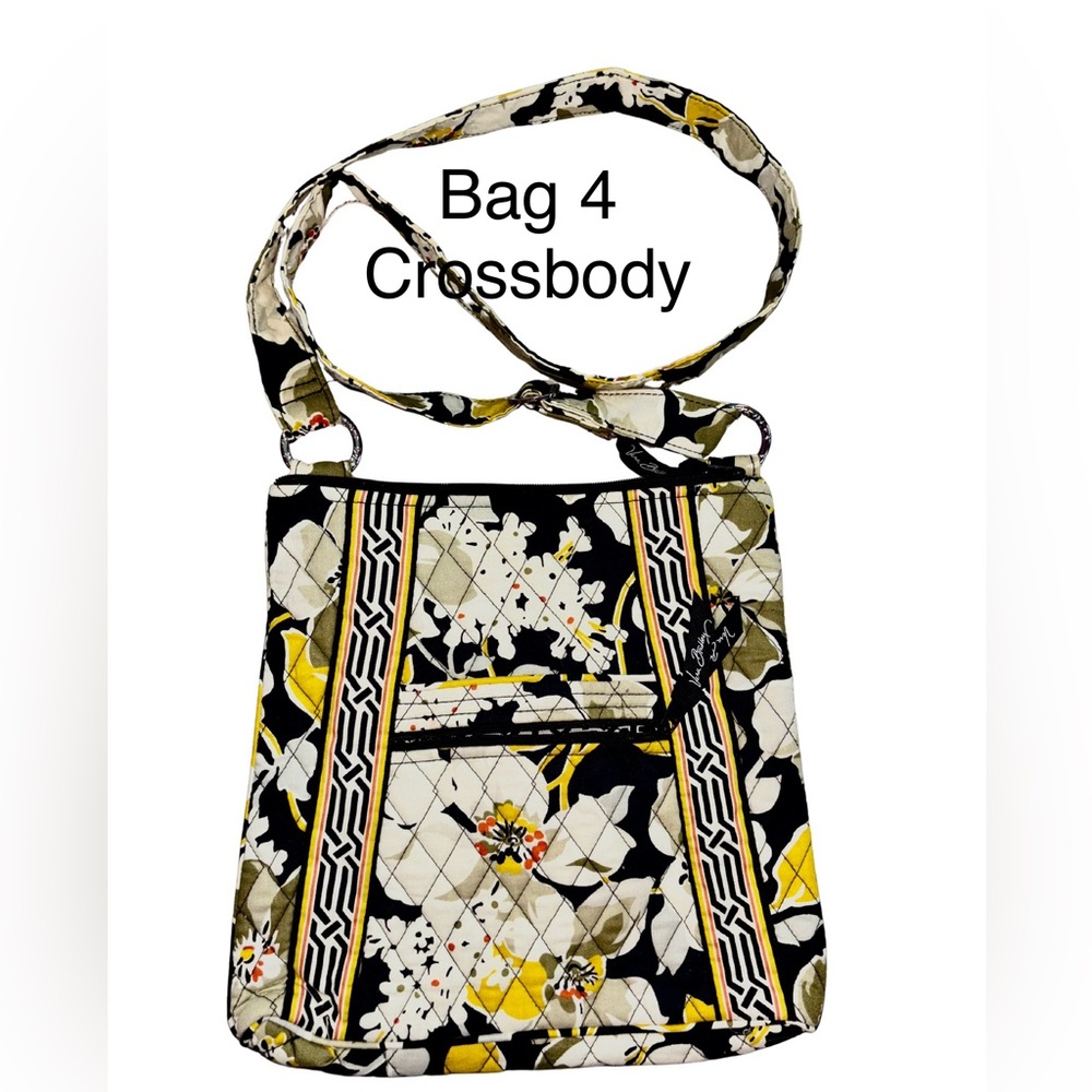 Vera Bradley 4-Piece Set Tote Shoulder Bags Crossbody Floral Yellow - Picture 11 of 13